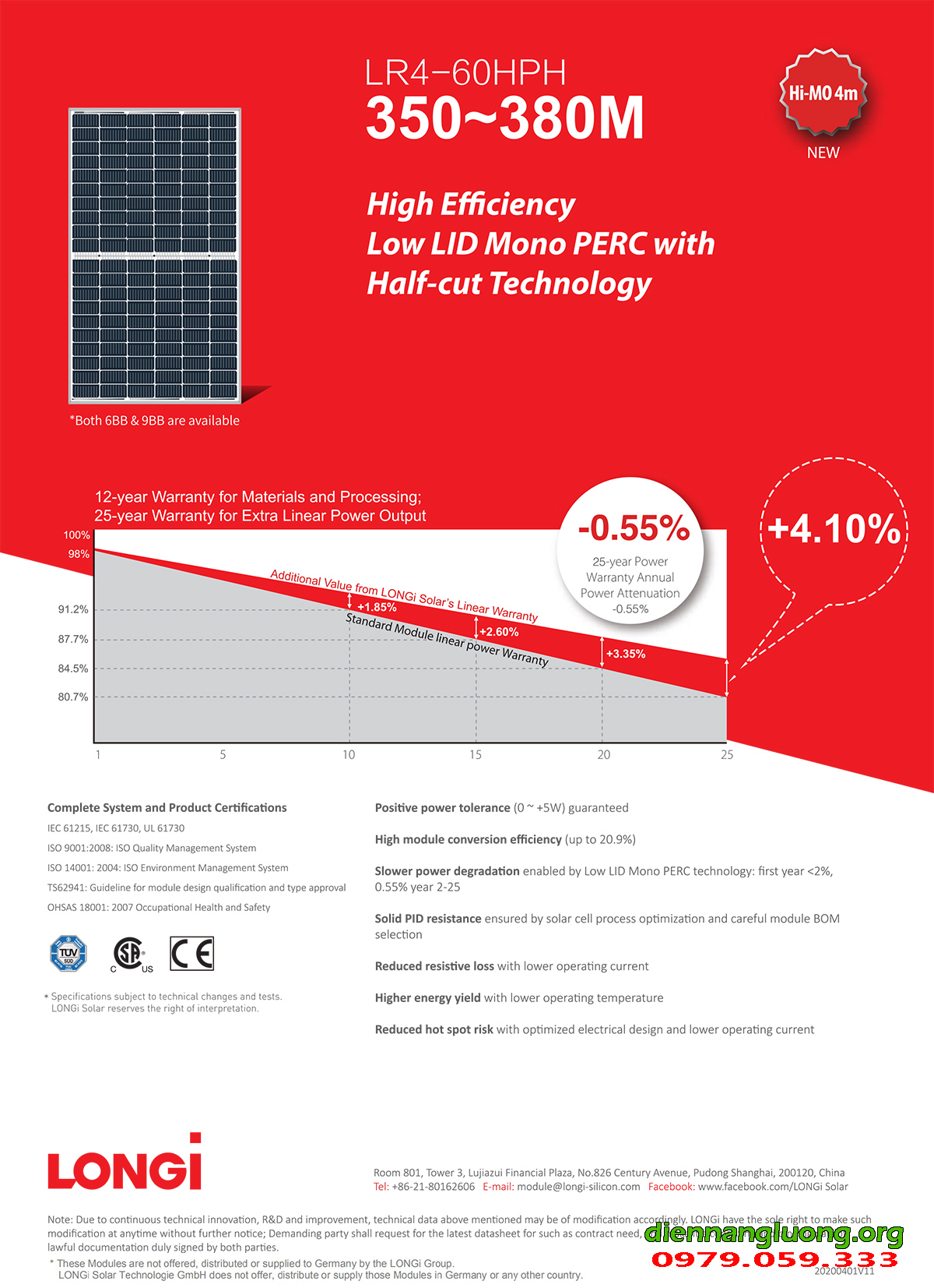 Longi Hi-MO 4m Mono Half Cell 380W